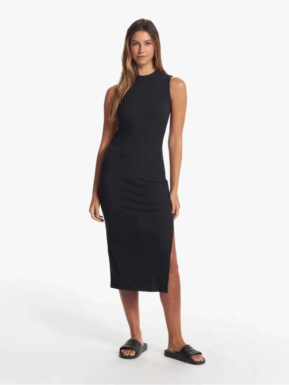 Vuori Pose Sanda Midi Dress Medium in Black - Picture 1 of 8